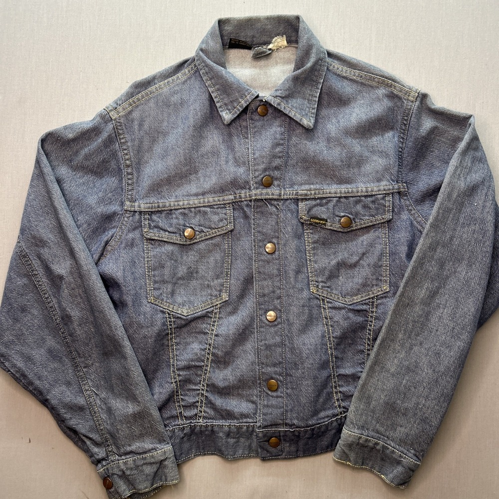 Vtg 60s 70s Sears Roebucks Selvedge Denim Jacket Type III Trucker USA Made 38R